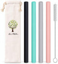 ALINK Extra Wide Silicone Boba Straws, 10 Inch, 4 Pack with Brush &