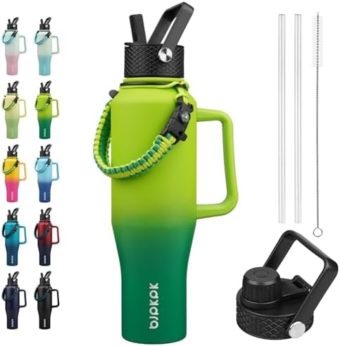 BJPKPK 40oz Insulated Water Bottle with Handle & Straw Lid, Stainless