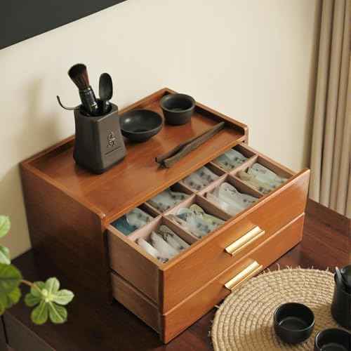 Wooden Tea Bag Organizer, Acacia Drawer Wood Storage Box, Teabag