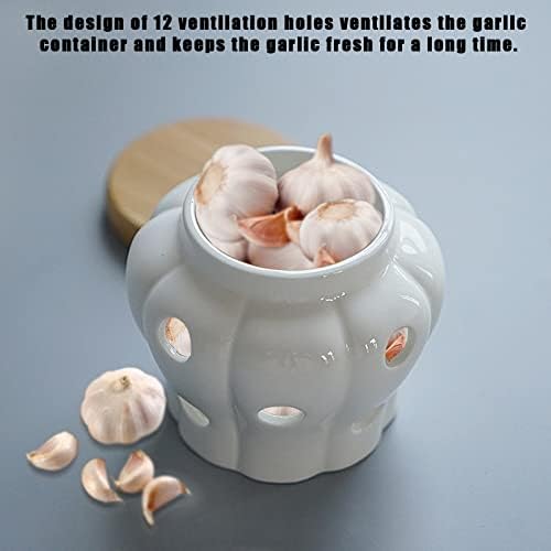 MEKBOK Garlic Keeper,Garlic Keeper for Counter,White Ventilated Garlic