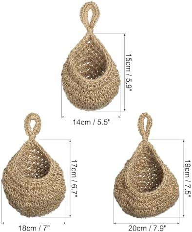 PATIKIL Hanging Fruit Baskets for Kitchen, 3 Sizes Teardrop Home Decor