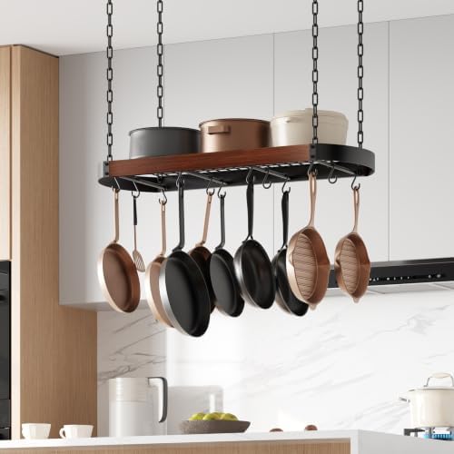 CHOEZON 32'' Hanging Pot Rack, Ceiling Pan Hanger, Pot Holder for Kitchen