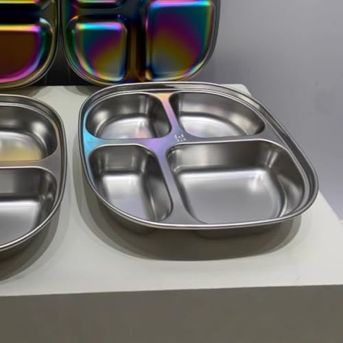 5-Pack Stainless Steel Divided Plates with Lids – Adults Portion