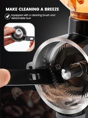 Huanyu 60mm Flat Burr Coffee Grinder, Black