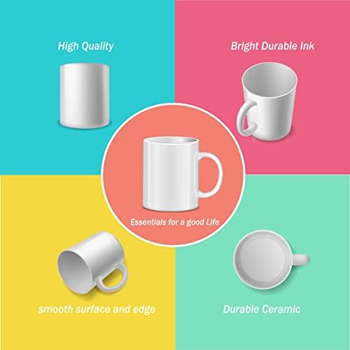 RAINBOWTIE Sublimation Mugs Blank, 12PCS White Coated Ceramic Coffee