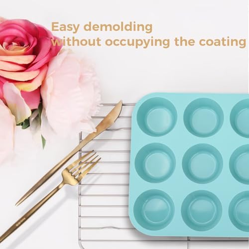 3 Pack 12 Cups Silicone Muffin Pan,Nonstick Regular Silicone Cupcake