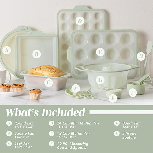COOK WITH COLOR 17 Pc. Silicone Baking Pan Set - Non-Stick & Easy