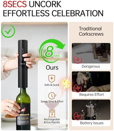 CIRCLE JOY Electric Wine Opener Rechargeable, 7-in-1 Automatic Wine