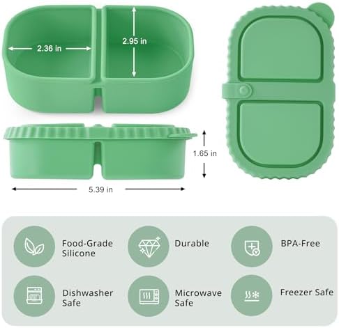 3 Pack Silicone Reusable Snack Containers with Lids for Kids Lunch
