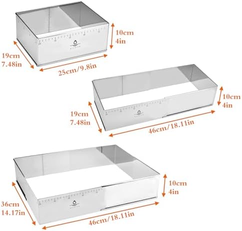 Adjustable Rectangle Mousse Cake Ring Mold - Extendable Stainless