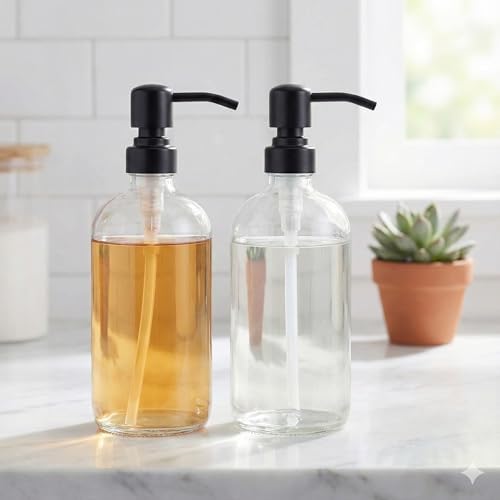 2 Pack Glass Soap Dispensers, 16ounce