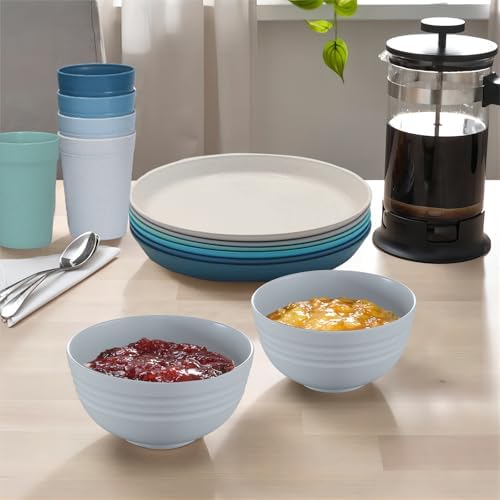 10 Inch Plastic Dinner Plates Set of 8, Wheat Straw Plates Reusable &