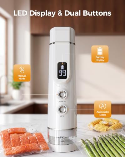 Vacuum Sealer for Food, 30 Reusable Bags, 20ml Tank