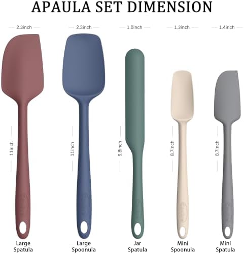 Coukre Silicone Spatula Set of 5,High Temperature Resistant, Food