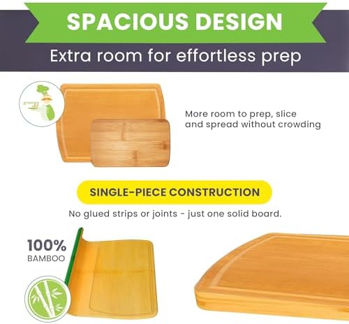 Extra Large Bamboo Cutting Board Set of 2 – Wood Cutting Boards for
