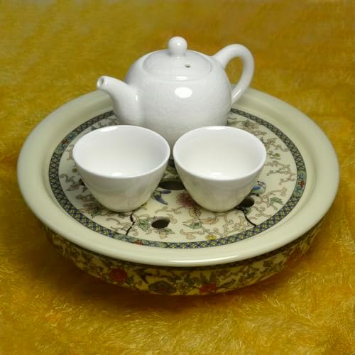 Liang Baobao Porcelain Tea Tray 10 inch, Double-Layer Tray Storage