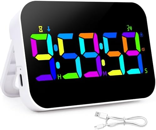 Kitchen LED Digital Timer Rechargeable, RGB Count Down Up Digital
