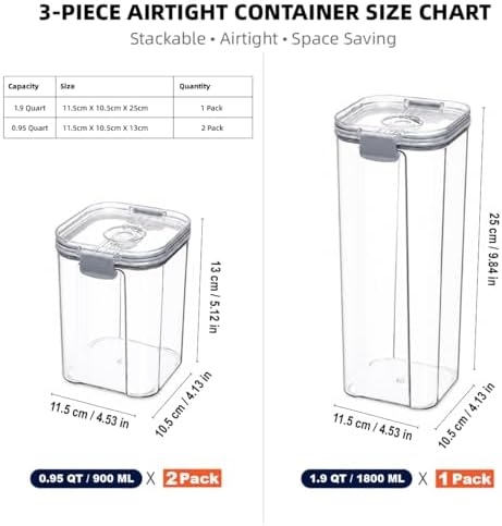 3-Piece Vacuum Seal Food Storage Containers with Pump, Airtight Clear