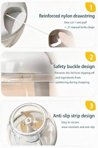 Manual Food Processor Vegetable Cutter, 900ml Onion Chopper