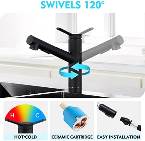 CREA Black Kitchen Bar Faucet with Pull Out Sprayer