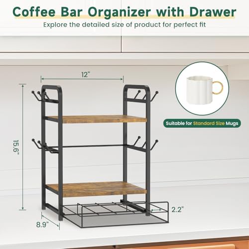 EsLuker.ly Coffee Bar Organizer Station Shelf Mug Holder for