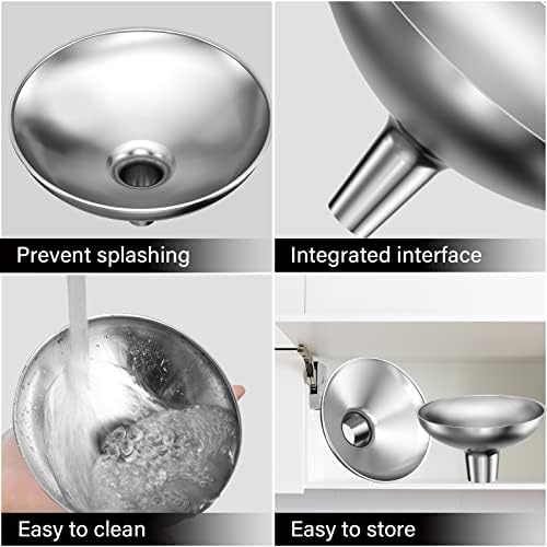 Serinar Stainless Steel Funnel, 2 Large and Small Mouth Filling