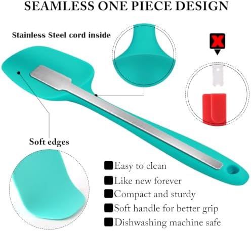 HOTEC 600°F Heat Resistant Silicone Rubber Spatula Set,Multicolor, Set