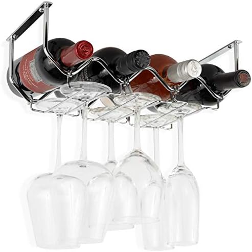 Wallniture Piccola Under Cabinet Wine Rack & Glasses Holder Kitchen
