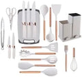 19-Piece Kitchen Utensil and Knife Block Set, White