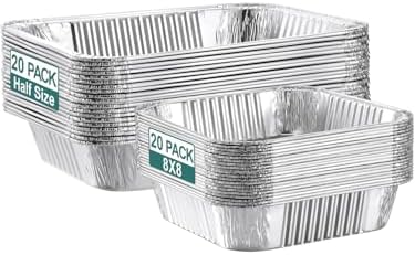 NEEBAKE 40 Pack Disposable Aluminum Foil Pans Assorted Sizes - 20