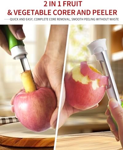 2 in 1 Apple Corer and Peeler Tool, Fruit Vegetable Corer and Peeler