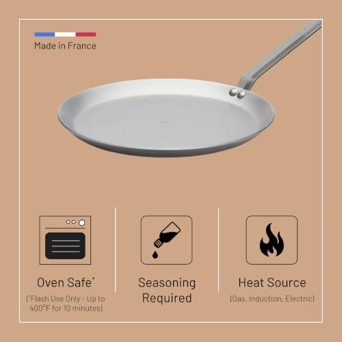 de Buyer MINERAL B Carbon Steel Crepe & Tortilla Pan - 9.5” Diameter