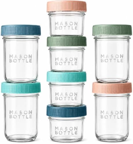 Mason Bottle 8-Pack Breastmilk Storage Jars, 4 oz & 8 oz