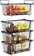 Black Stackable Wire Baskets, 4 Pcs