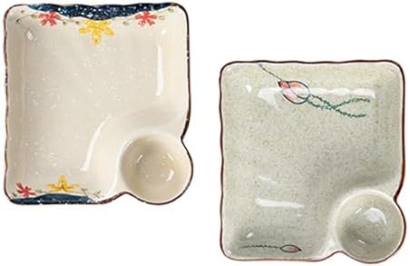 Ceramic Dumpling Plate with Dipping Saucer, Sushi Dish, Serving Plate