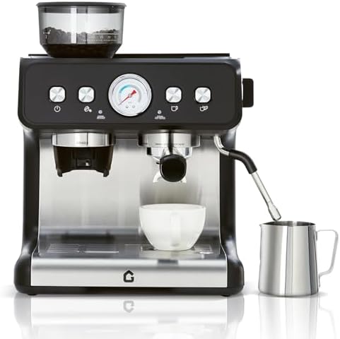 Deluxe Espresso Machine with Double Boiler, Burr Grinder