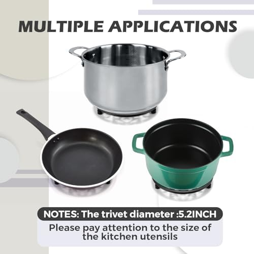 LEIFIDE 4 Pack 5.2 Inch Cast Iron Trivet Round Hot Pot Holder, Black