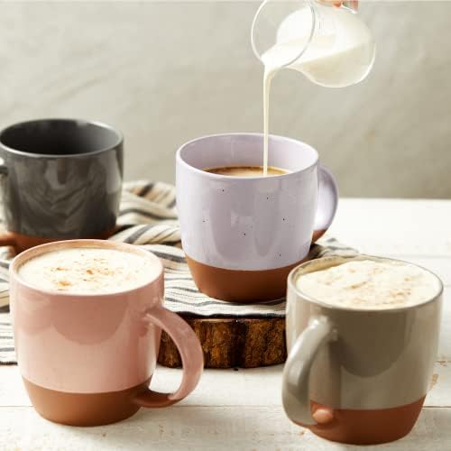 Morandi Color Ceramic Coffee Mugs Set of 6 (Large),18 oz Coffee Cups