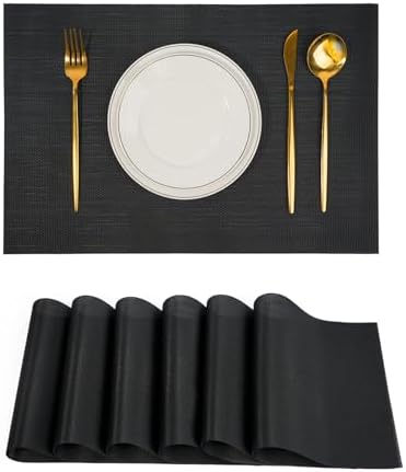Placemats Set of 6,Non-Slip PVC Weave Table Mats Easy to Clean,Heat