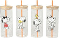 Peanuts Snoopy Happy Sips 4 Piece 23 OZ Tumbler Set with 4 Bamboo Lids