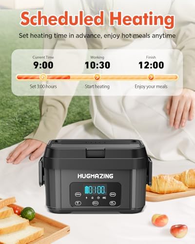 Hugmazing Cordless Electric Lunch Box, 1.2L, Grey
