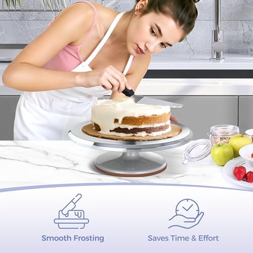 Cake Turntable, Ohuhu Aluminium 12'' Cake Decorating Kit Supplies