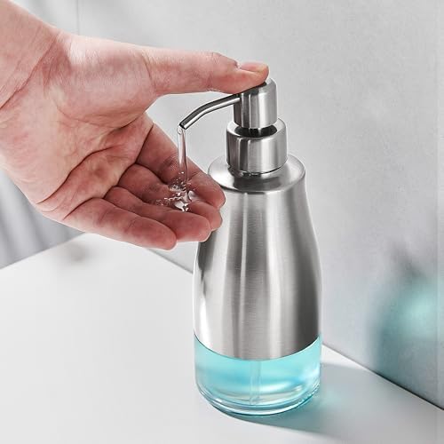 Stainless Steel Dish Soap Dispenser, 11oz Silver
