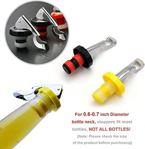 6-Pack Silicone Bottle Stoppers with Lever Seal for Wine & Glass