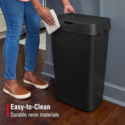 Rubbermaid 12.2 Gallon Touch-Top Trash Can, Black