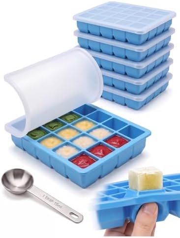 6 Pack 1 Tbsp Silicone Freezer Molds with Lids, Garlic Freezer Tray