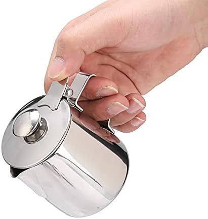 Milk Frothing Pitcher, Stainless Steel Milk Frother Cup with Lid Small