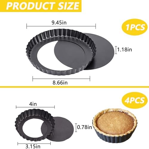 Tart Pan with Removable Bottom: Nonstick Carbon Steel 9 Inch and