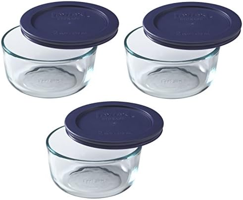Pyrex 7200 2-Cup Glass Bowl with Lid, 3-Pack
