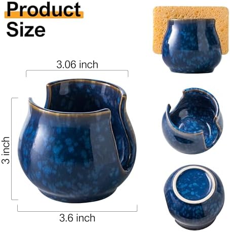 Zoeeker Ceramic Sponge Holder, Kitchen Sink Scrubby Caddy Organizer